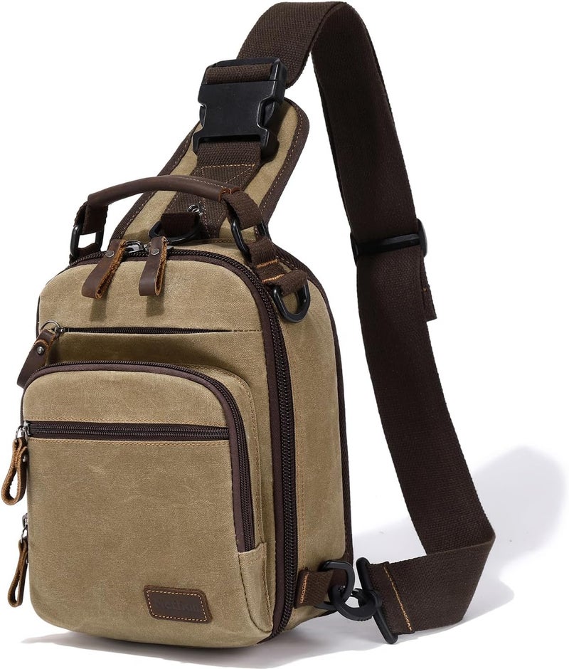 NerIion Nerlion Sling Bag for Men Waxed Canvas Crossbody Bag Chest Bag Water Resistant Shoulder Bag Casual Daypack - Image 1